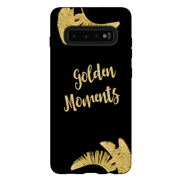 Galaxy S10 plus StrongFit Golden Moments Palm Leaves by Andrea Haase