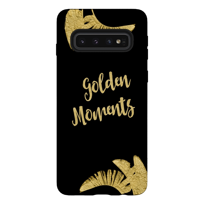 Galaxy S10 StrongFit Golden Moments Palm Leaves by Andrea Haase