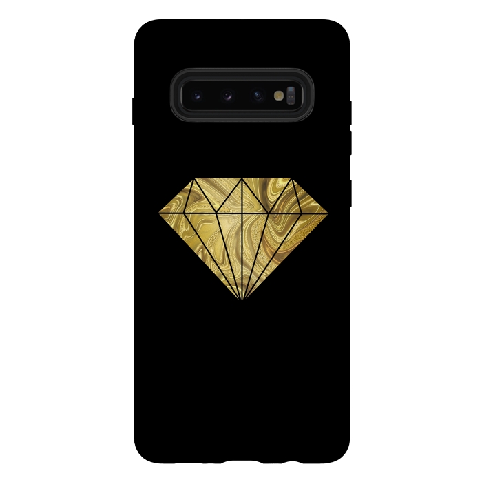 Galaxy S10 plus StrongFit Golden Diamond  Faux Glitter On Black by Andrea Haase
