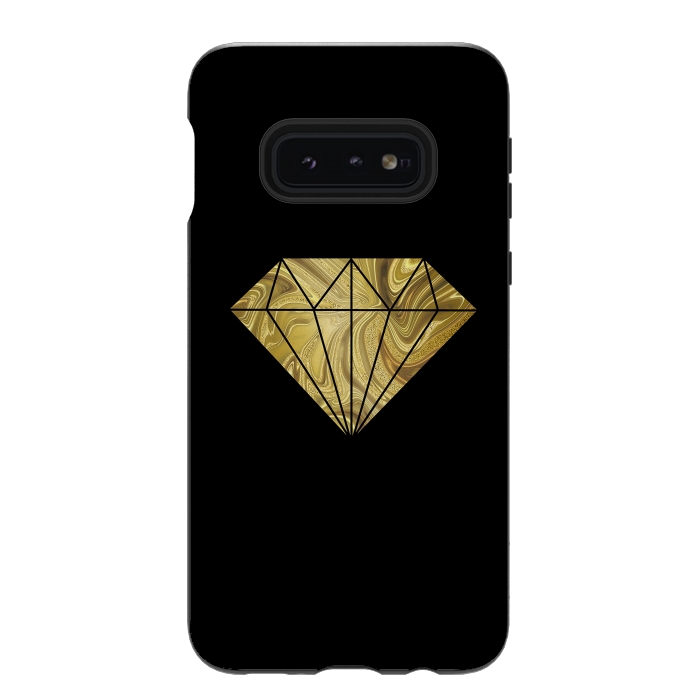 Galaxy S10e StrongFit Golden Diamond  Faux Glitter On Black by Andrea Haase