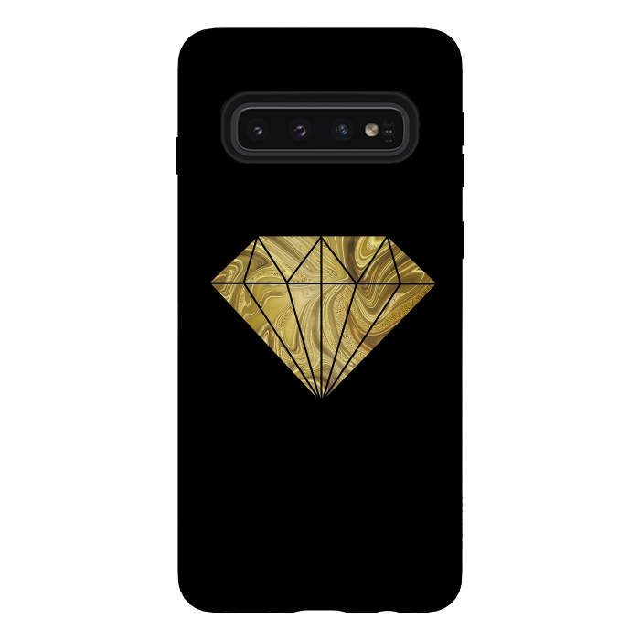 Galaxy S10 StrongFit Golden Diamond  Faux Glitter On Black by Andrea Haase
