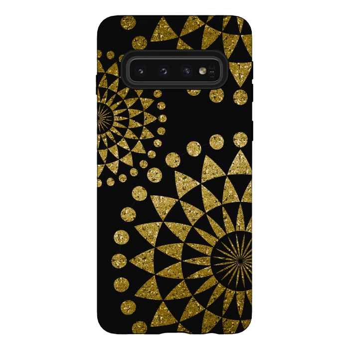 Galaxy S10 StrongFit Golden Sparkle Mandala by Andrea Haase