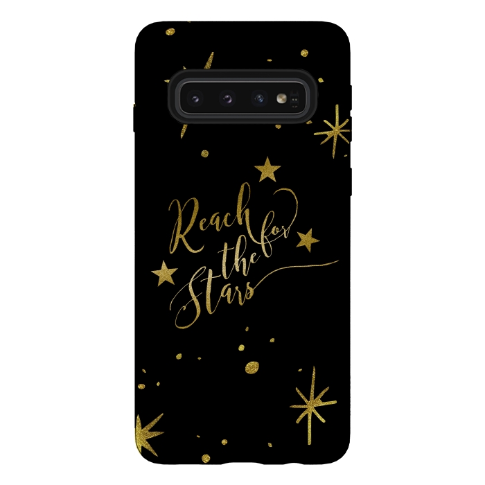 Galaxy S10 StrongFit Reach For The Stars Golden Quote by Andrea Haase