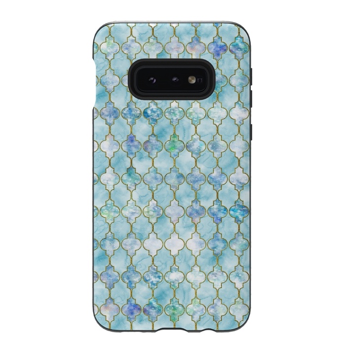 Galaxy S10e StrongFit Blue Moroccan Shapes Pattern  by  Utart