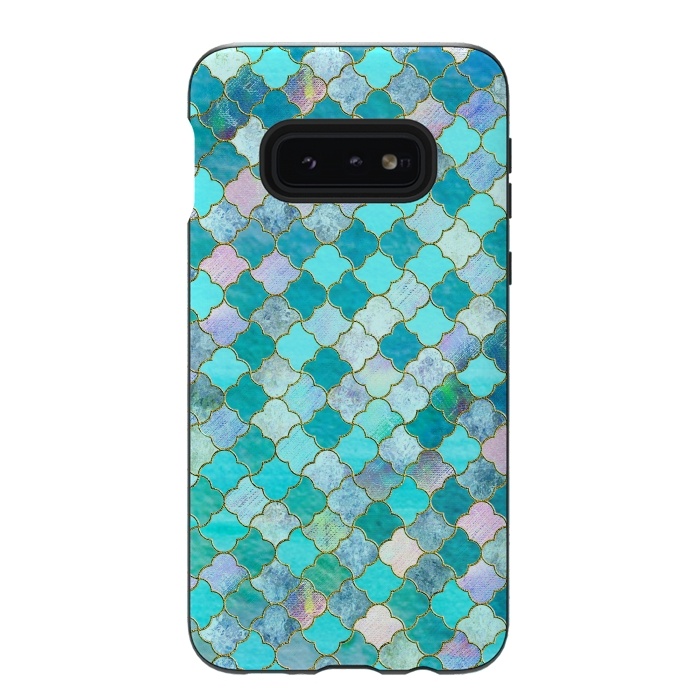 Galaxy S10e StrongFit Multicolor Teal Moroccan Shapes Pattern  by  Utart