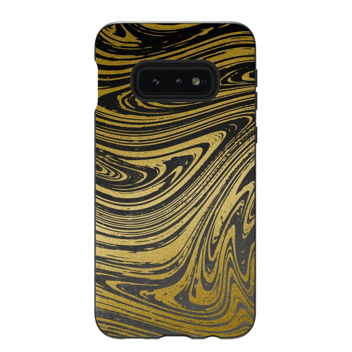 Galaxy S10e StrongFit Black Gold Marble 2 by Andrea Haase