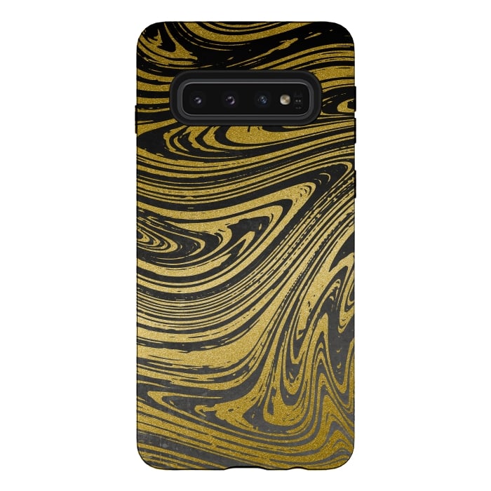 Galaxy S10 StrongFit Black Gold Marble 2 by Andrea Haase