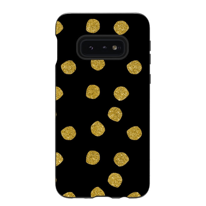 Galaxy S10e StrongFit Golden Glamour Dots by Andrea Haase