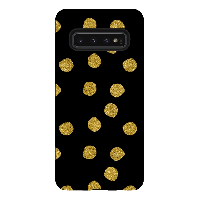 Galaxy S10 StrongFit Golden Glamour Dots by Andrea Haase