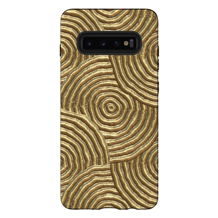 Galaxy S10 plus StrongFit Gold Metal Embossed Circles by Andrea Haase