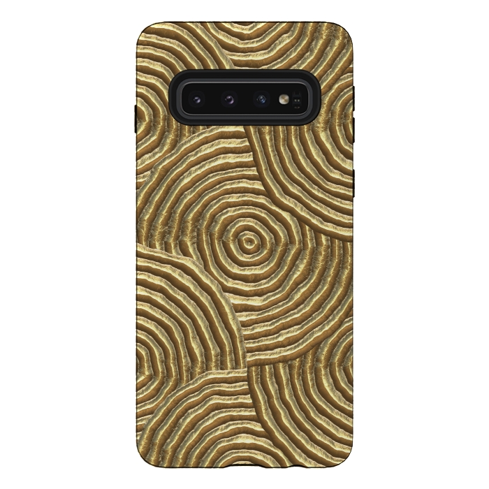 Galaxy S10 StrongFit Gold Metal Embossed Circles by Andrea Haase