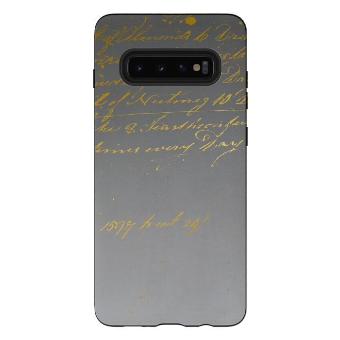 Galaxy S10 plus StrongFit Golden Handwriting by Andrea Haase