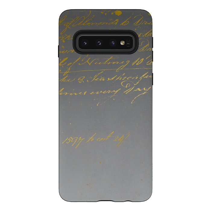 Galaxy S10 StrongFit Golden Handwriting by Andrea Haase