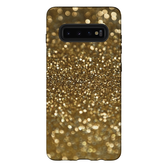 Galaxy S10 plus StrongFit Glittering Faux Gold Glitter by Andrea Haase