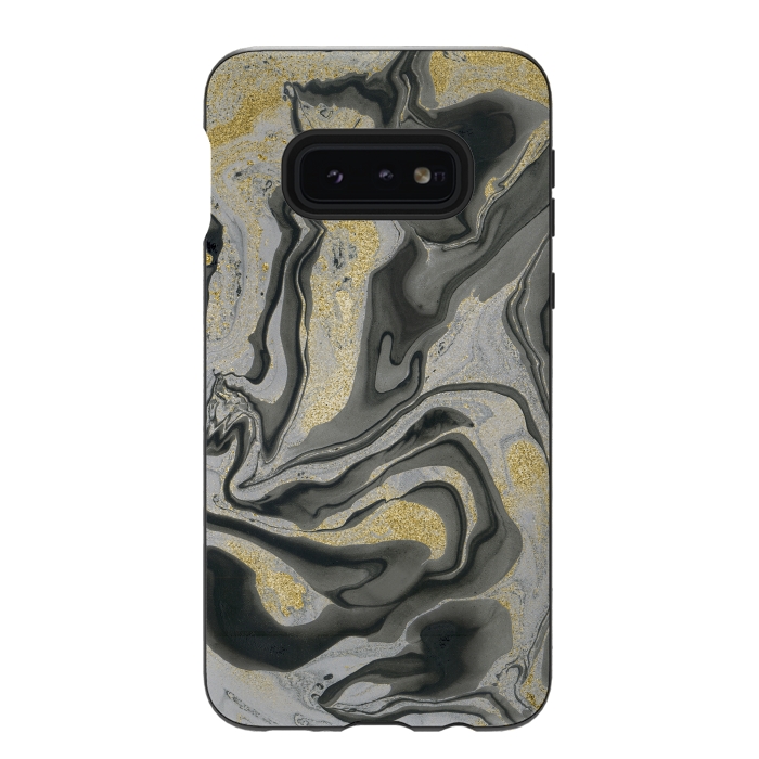 Galaxy S10e StrongFit Gold Black Gray Marble by Andrea Haase