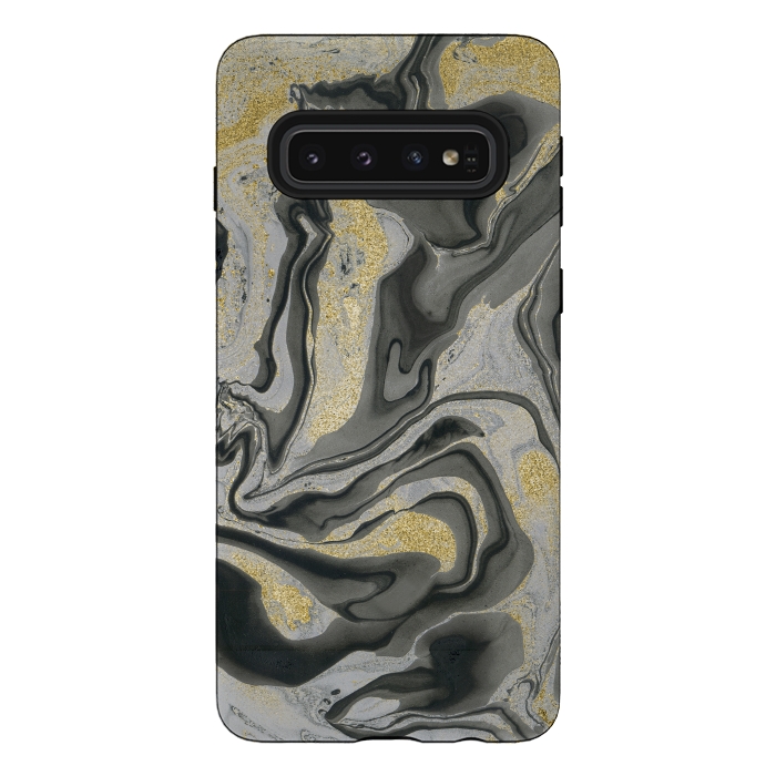 Galaxy S10 StrongFit Gold Black Gray Marble by Andrea Haase