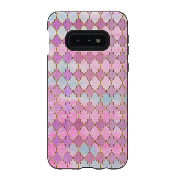 Galaxy S10e StrongFit Multicolor Pink Moroccan Shapes Pattern  by  Utart