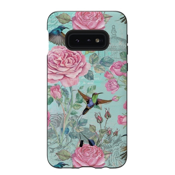 Galaxy S10e StrongFit Vintage Roses and Hummingbirds by  Utart