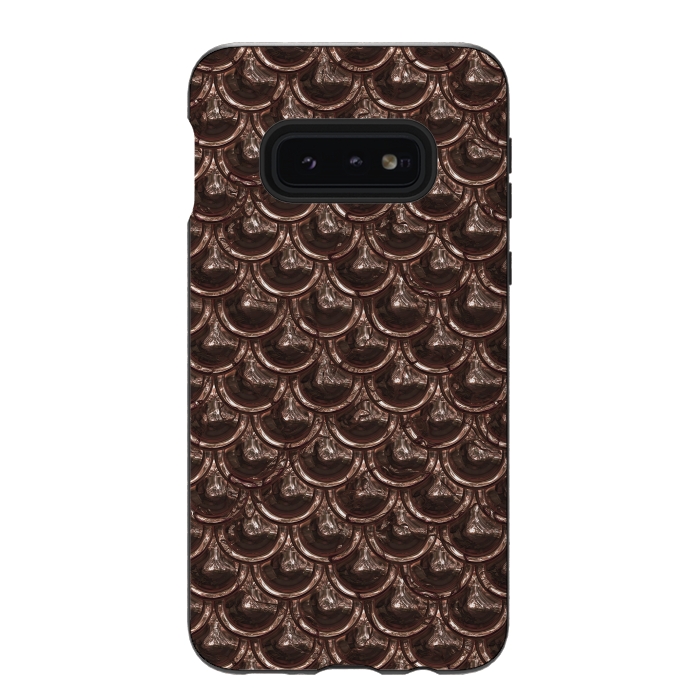 Galaxy S10e StrongFit Brown Copper Metal Scales by Andrea Haase