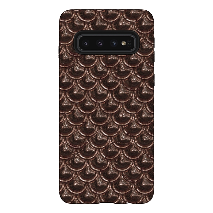 Galaxy S10 StrongFit Brown Copper Metal Scales by Andrea Haase