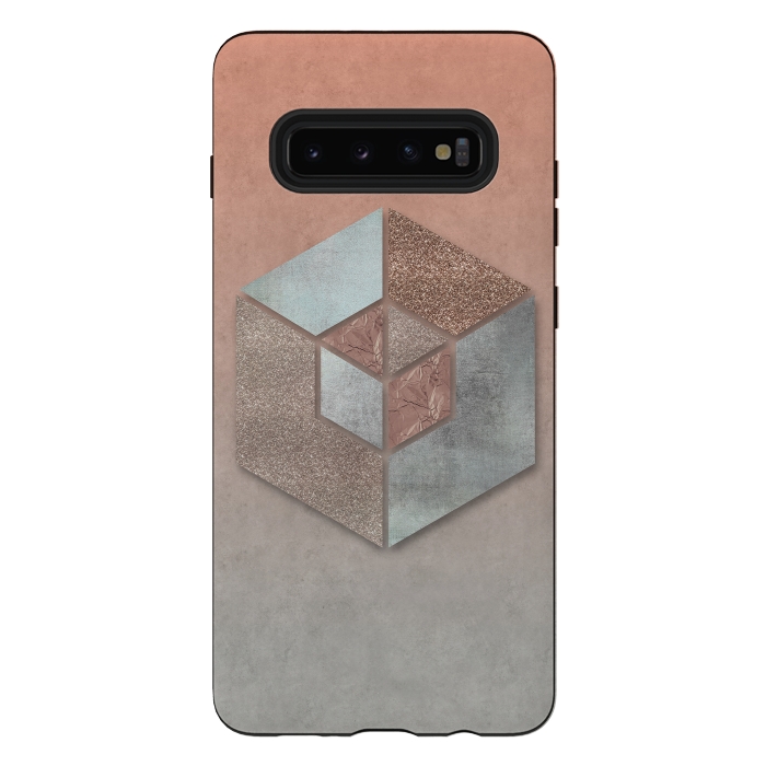 Galaxy S10 plus StrongFit Copper Gray Hexagon by Andrea Haase