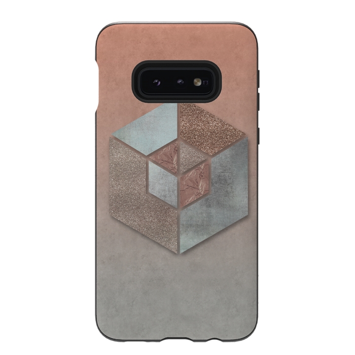 Galaxy S10e StrongFit Copper Gray Hexagon by Andrea Haase