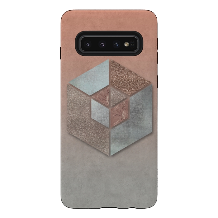 Galaxy S10 StrongFit Copper Gray Hexagon by Andrea Haase