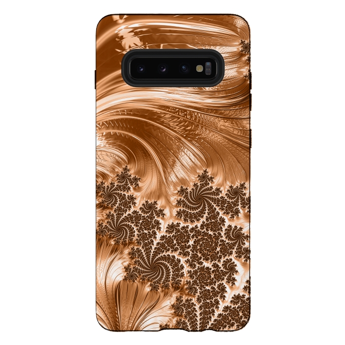 Galaxy S10 plus StrongFit Copper Floral Fractal by Andrea Haase