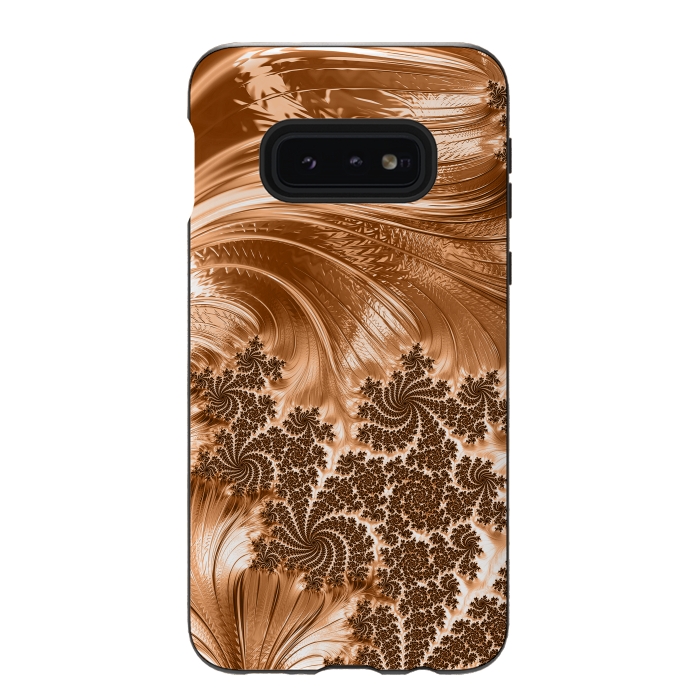 Galaxy S10e StrongFit Copper Floral Fractal by Andrea Haase