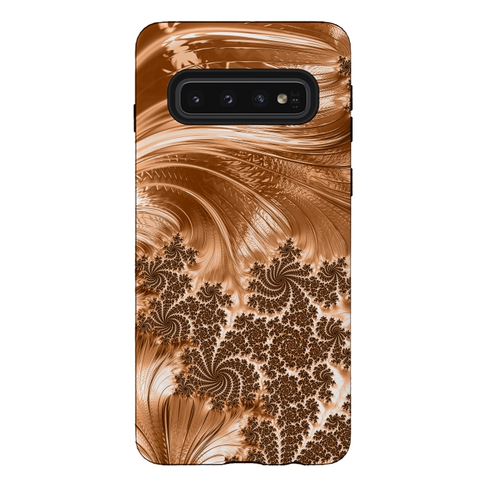 Galaxy S10 StrongFit Copper Floral Fractal by Andrea Haase