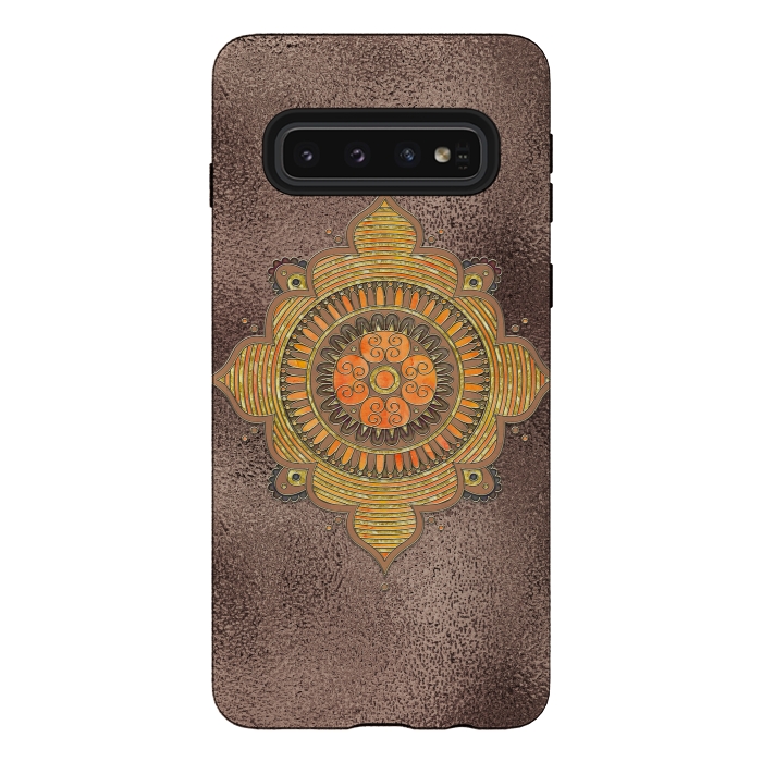 Galaxy S10 StrongFit Mandala On Copper 2 by Andrea Haase