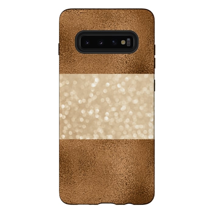 Galaxy S10 plus StrongFit Faux Glitter And Copper by Andrea Haase