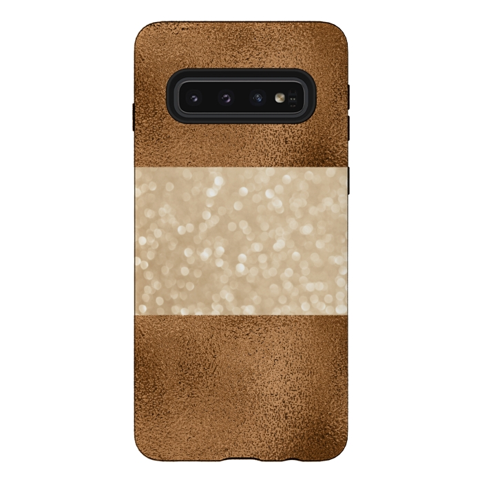 Galaxy S10 StrongFit Faux Glitter And Copper by Andrea Haase
