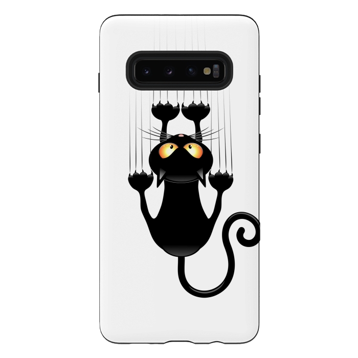 Galaxy S10 plus StrongFit Fun Cat Cartoon Scratching Wall by BluedarkArt