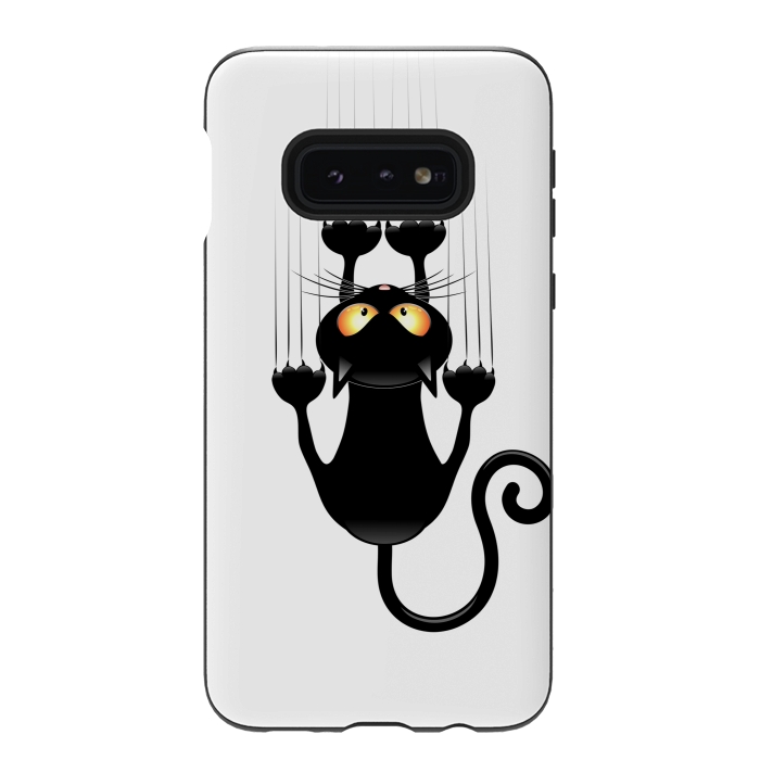 Galaxy S10e StrongFit Fun Cat Cartoon Scratching Wall by BluedarkArt