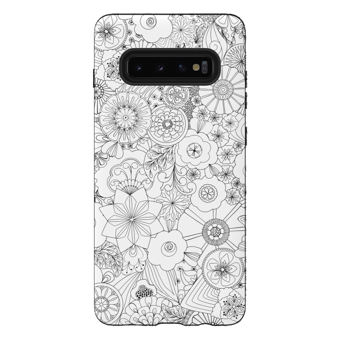 Galaxy S10 plus StrongFit 70s Blooms in Black and White by Paula Ohreen