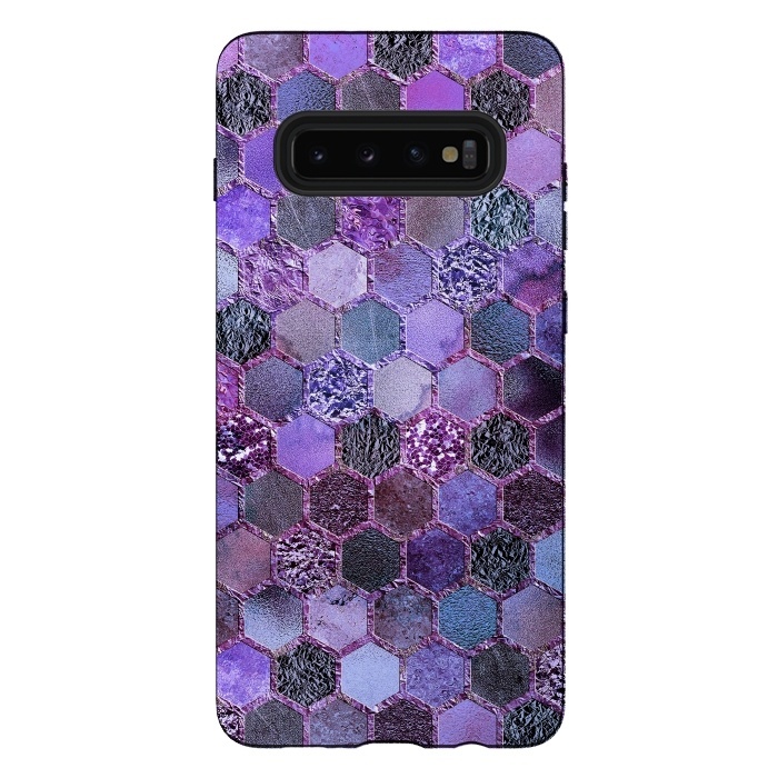 Galaxy S10 plus StrongFit Purple Metal Honeycomb Pattern by  Utart