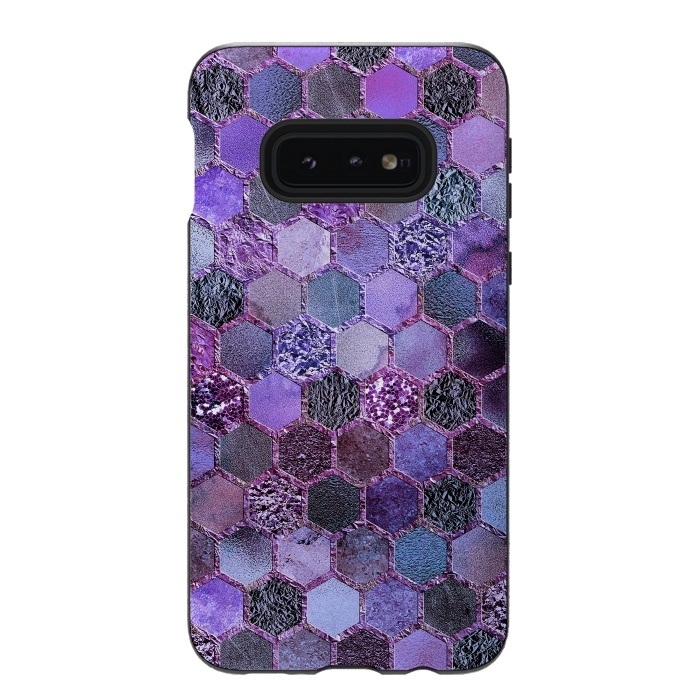 Galaxy S10e StrongFit Purple Metal Honeycomb Pattern by  Utart