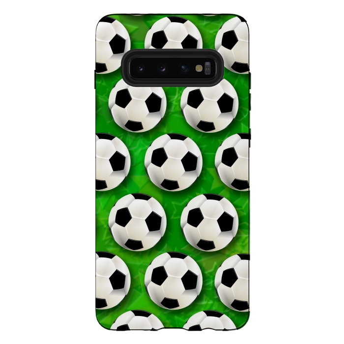 Galaxy S10 plus StrongFit Soccer Ball Football Pattern by BluedarkArt