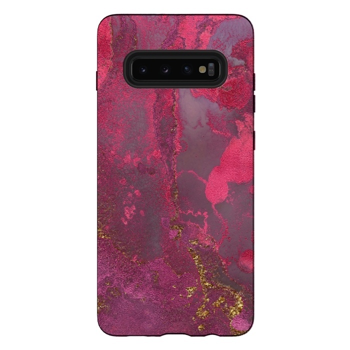 Galaxy S10 plus StrongFit Pink Gold Marble by  Utart