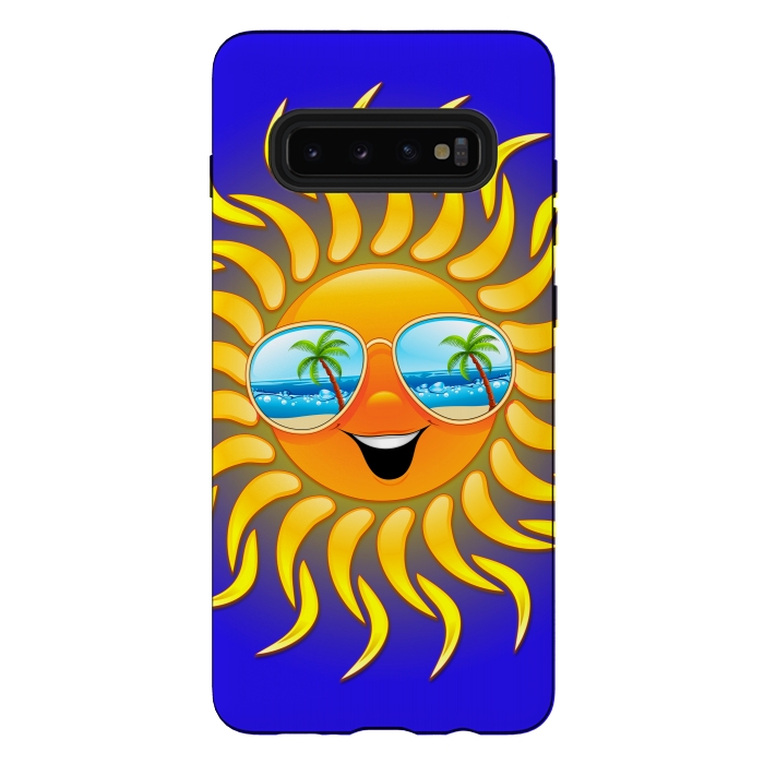 Galaxy S10 plus StrongFit Summer Sun Cartoon with Sunglasses by BluedarkArt