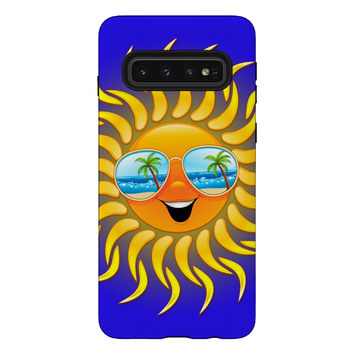Galaxy S10 StrongFit Summer Sun Cartoon with Sunglasses by BluedarkArt