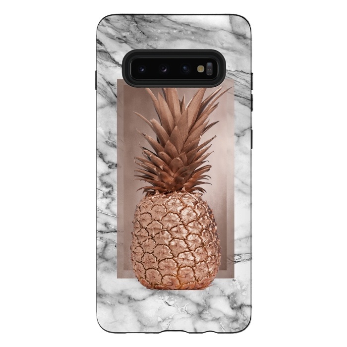 Galaxy S10 plus StrongFit Copper Pineapple on Gray Marble  by  Utart