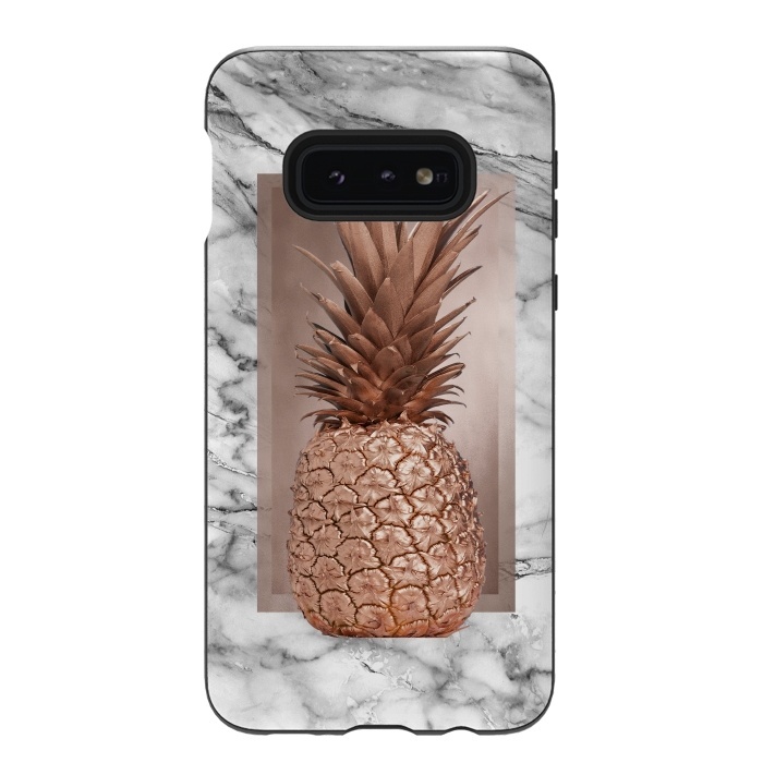 Galaxy S10e StrongFit Copper Pineapple on Gray Marble  by  Utart