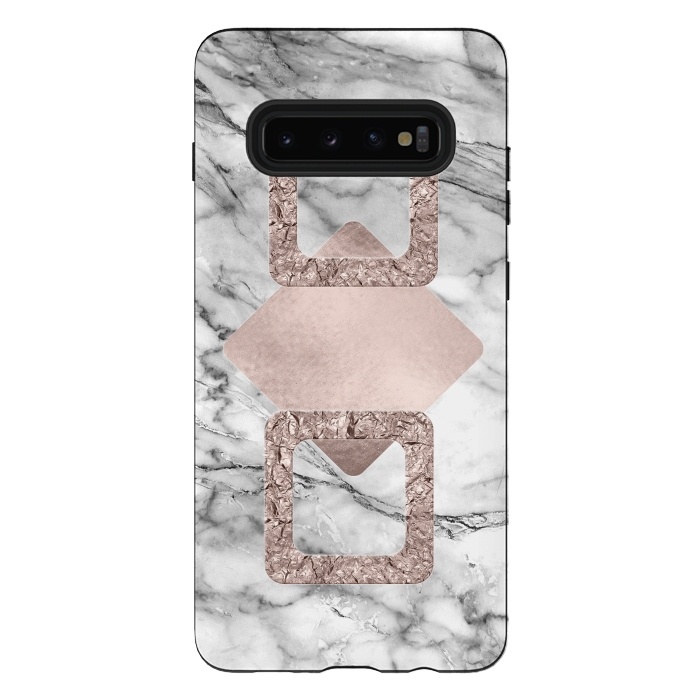 Galaxy S10 plus StrongFit Rose Gold Geometric Shapes on Marble by  Utart