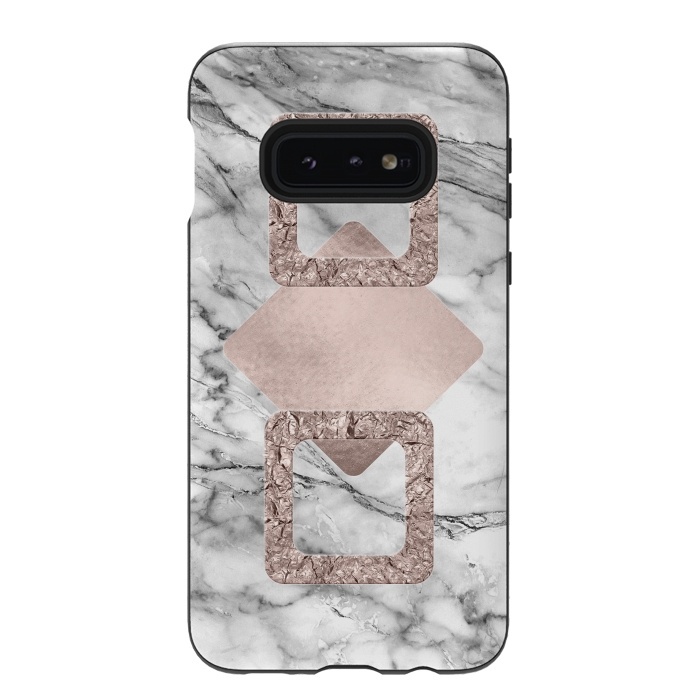 Galaxy S10e StrongFit Rose Gold Geometric Shapes on Marble by  Utart
