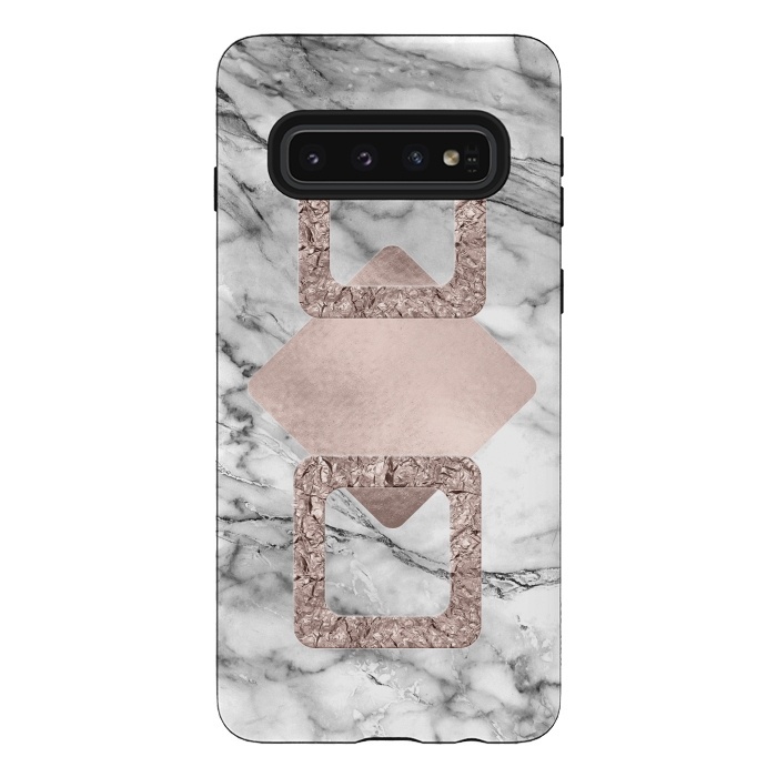 Galaxy S10 StrongFit Rose Gold Geometric Shapes on Marble by  Utart
