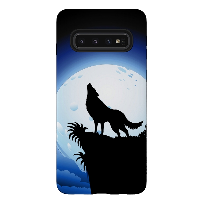 Galaxy S10 StrongFit Wolf Howling at Blue Moon by BluedarkArt
