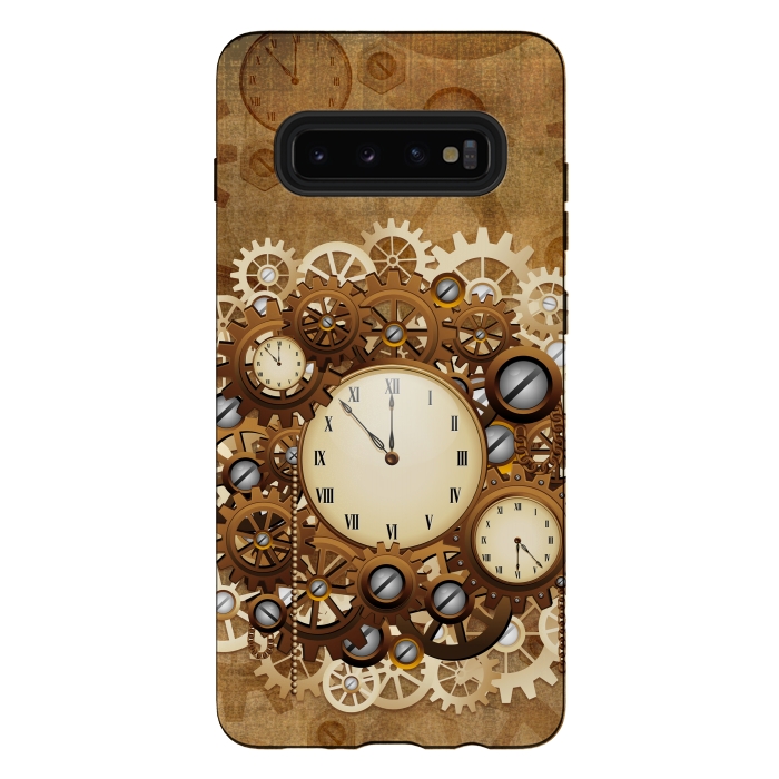 Galaxy S10 plus StrongFit Steampunk Clocks and Gears Vintage Style  by BluedarkArt