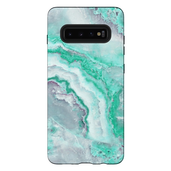 Galaxy S10 plus StrongFit Mint Green Veined Agate by  Utart